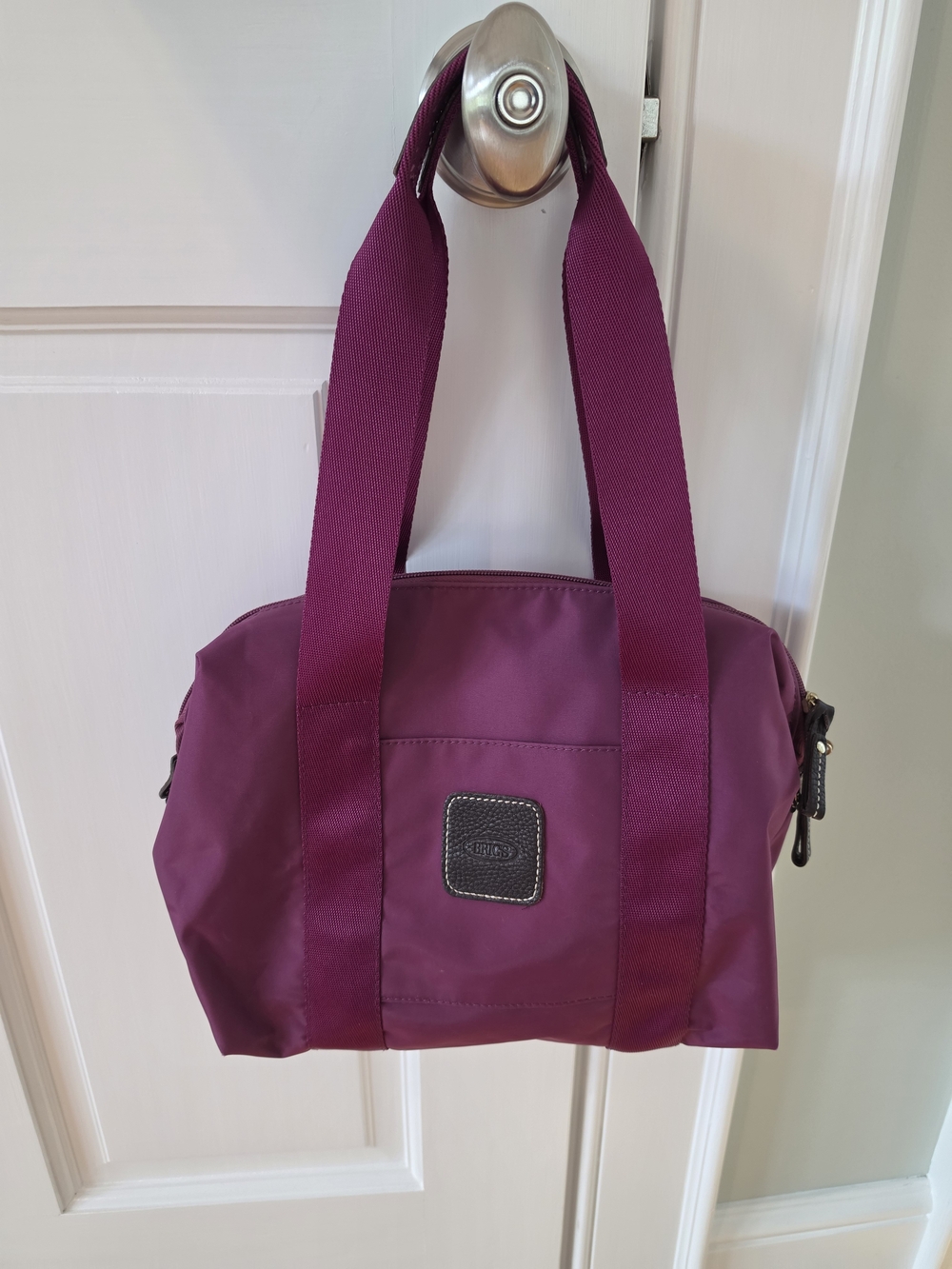 Bric's Magenta/Purple Nylon Handbag - Leather Logo Patch
